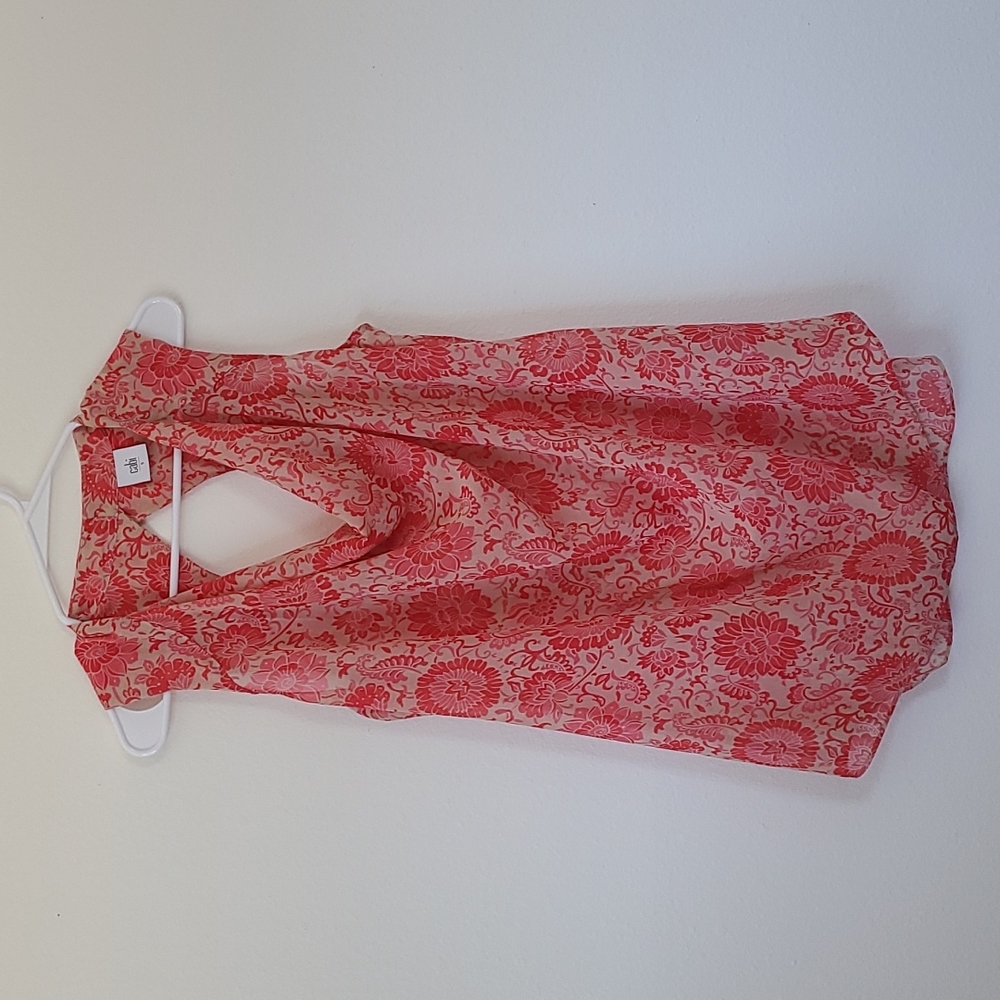 CAbi Pink Floral Vita Tank. Size Small